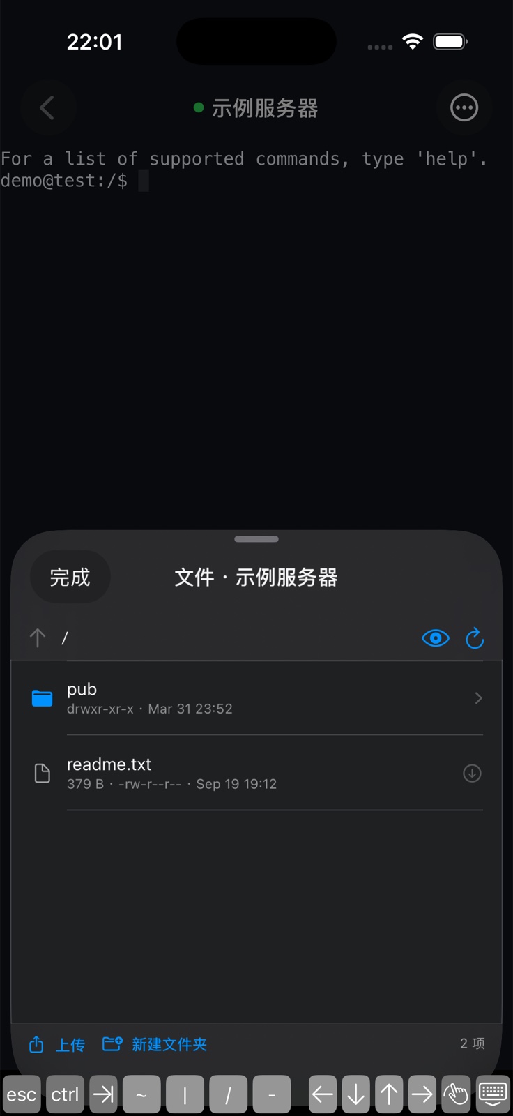 iPhone:SFTP 文件面板
